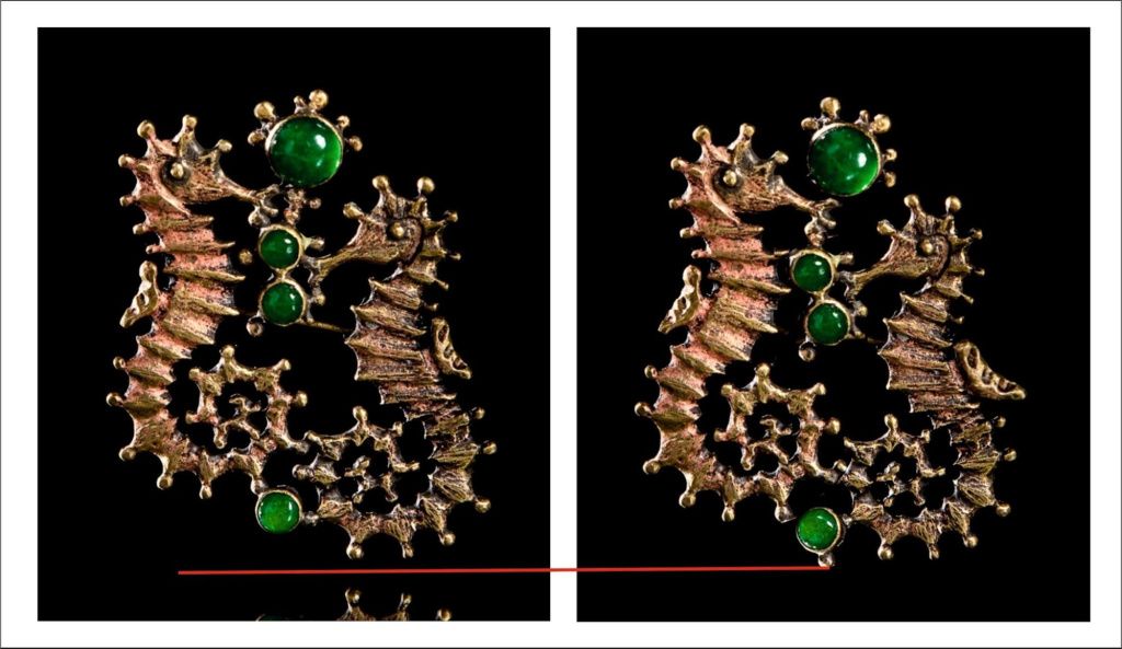 Пример 2. Брошь «Морские коньки» до и после изменений