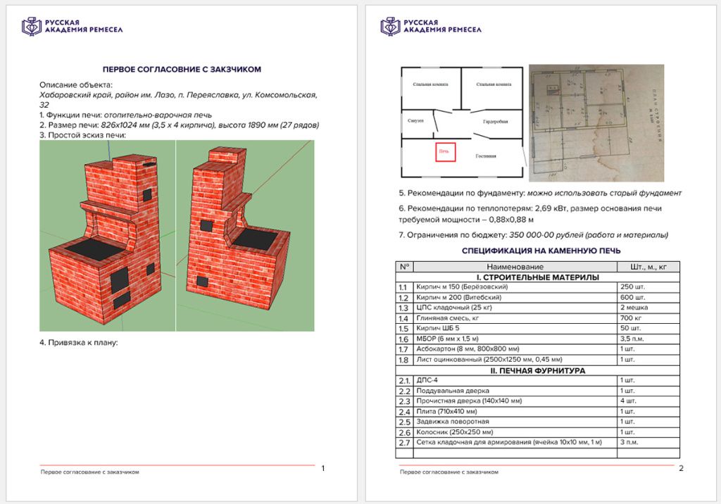 Курс печник Домашняя работа Курс печник
